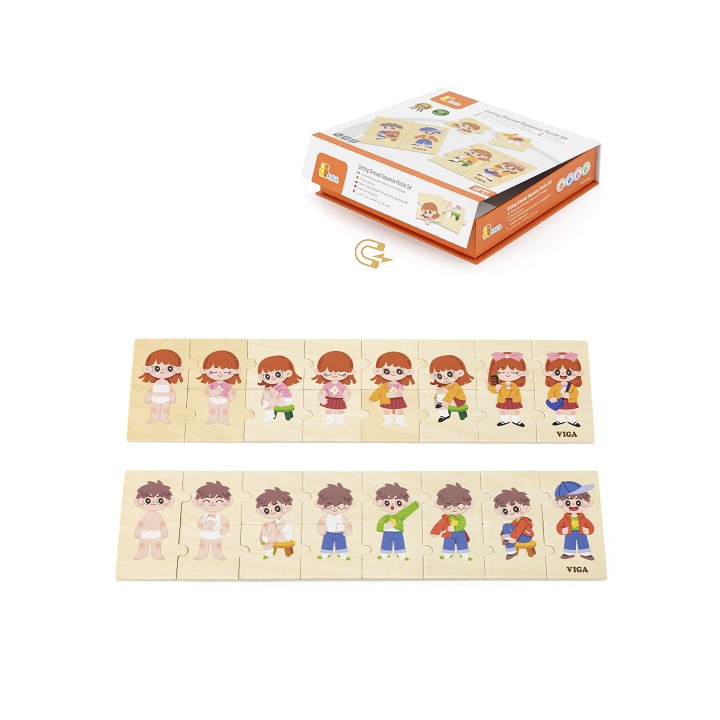 Viga Toys® Wooden Getting Dressed Sequence Puzzle Set